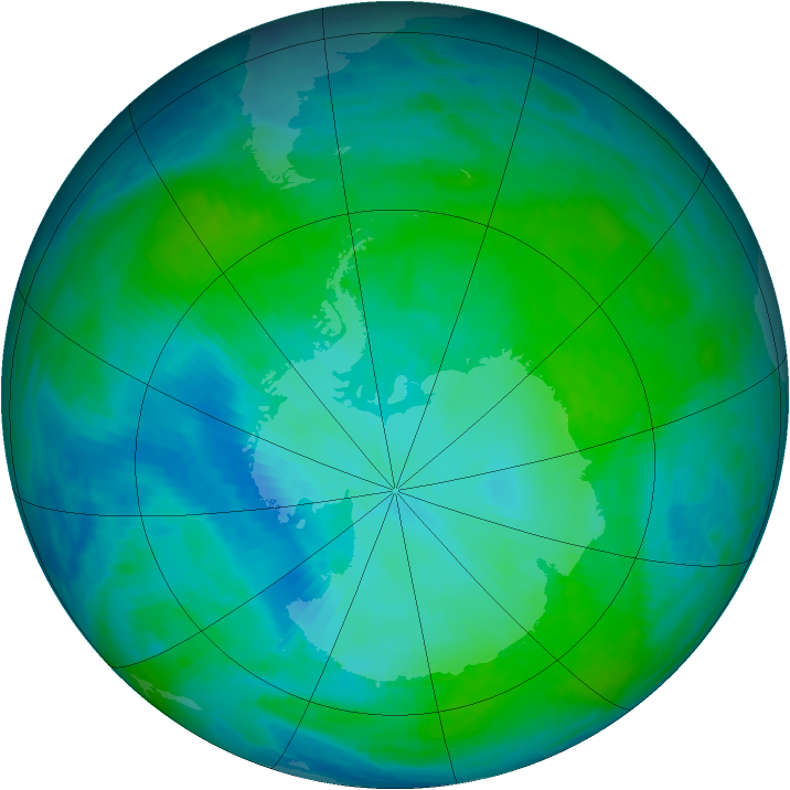 Antarctic ozone map for 03 February 1993